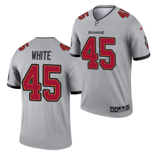 Men's Tampa Bay Buccaneers #45 Devin White 2021 Gray Inverted Legend Stitched Jersey Men's Tampa Bay Buccaneers #45 Devin White 2021 Gray Inverted Legend Stitched Jersey